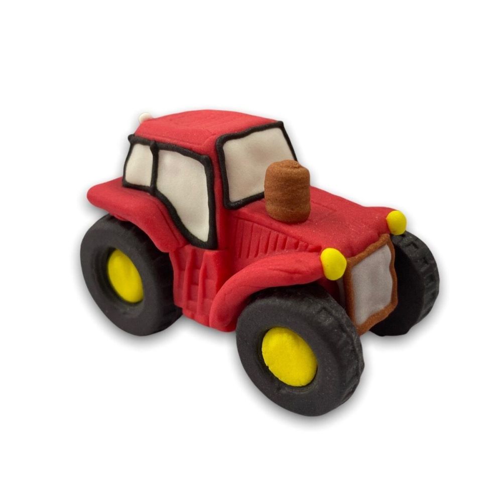 Sugar figure for cake - Slado - Tractor, red, 5 cm