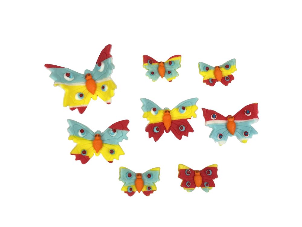 Sugar decorations for cake - Slado - Butterflies, colorful mix, 8 pcs.