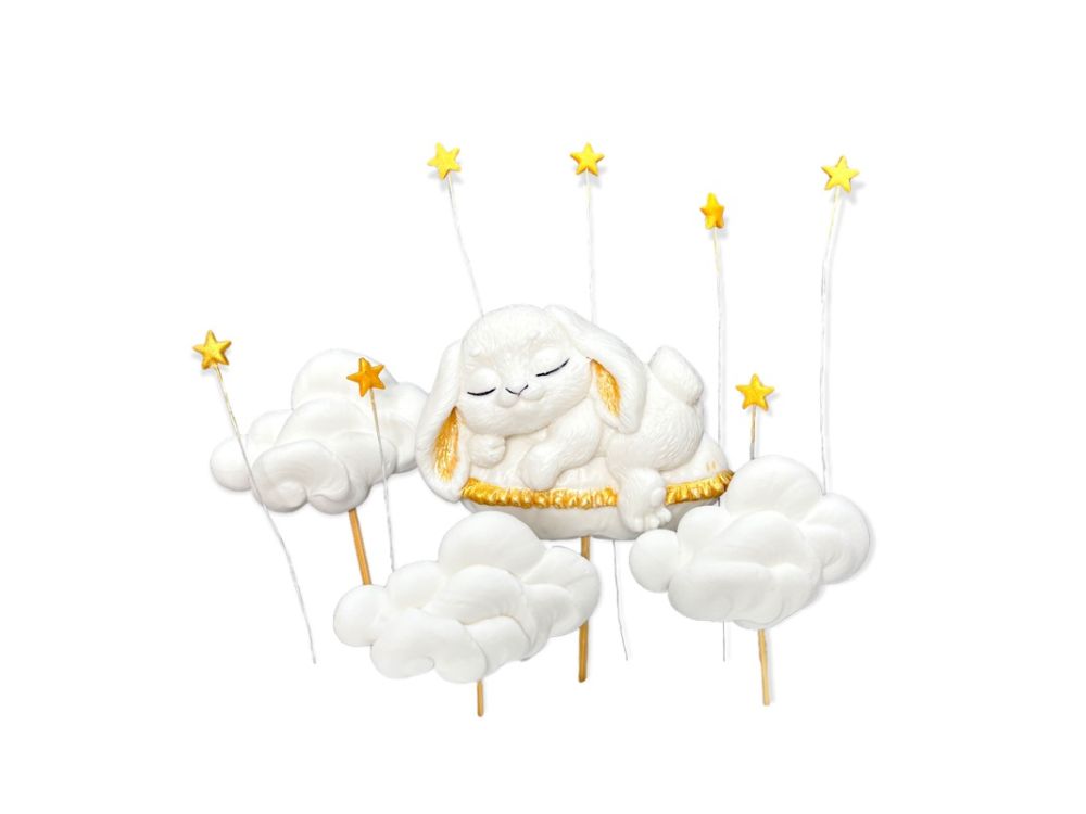 Sugar decorations for cake - Slado - Bunny and Clouds, 11 elements