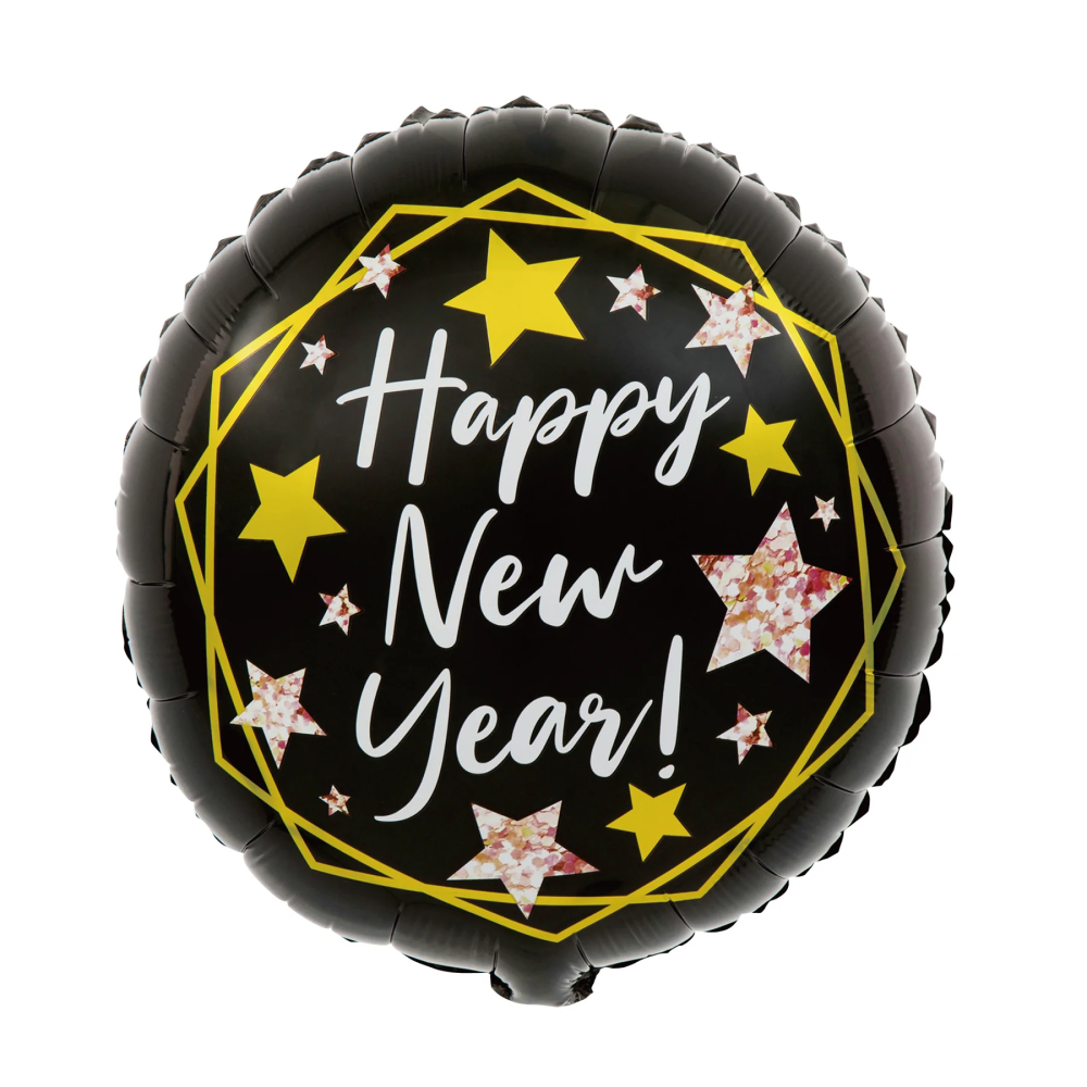 Balon foliowy - Happy New Year, okrągły, 45 cm
