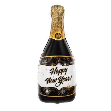Foil balloon - Champagne, black, 49 x 100 cm