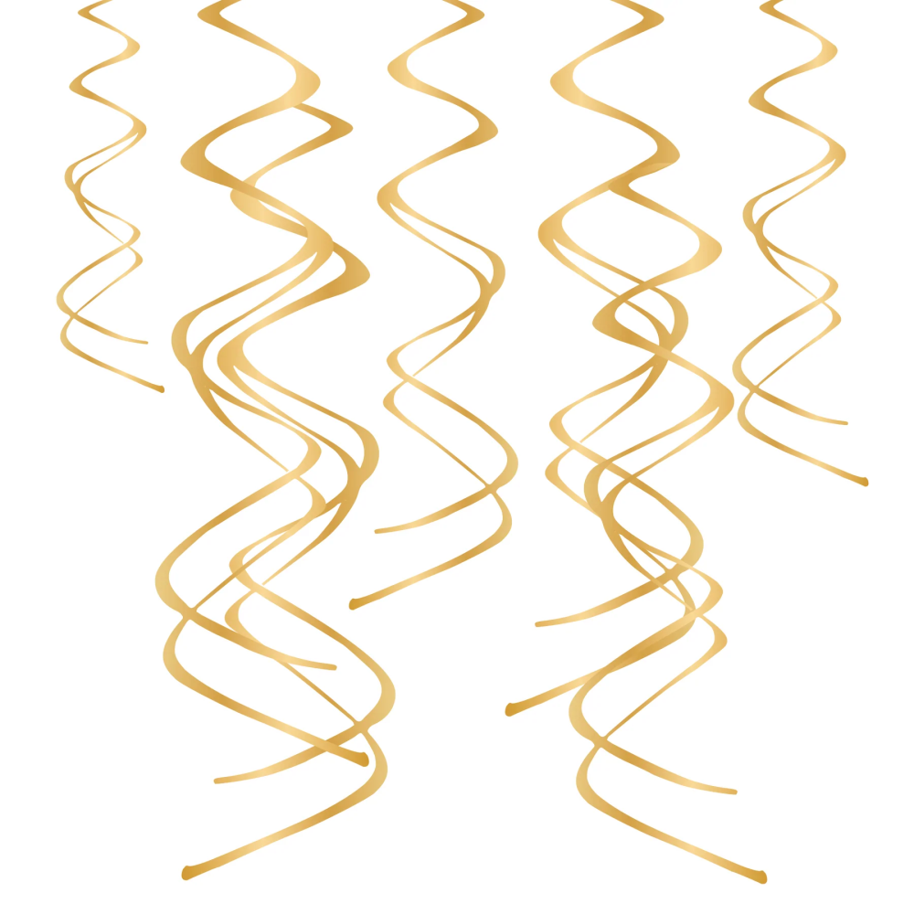 Hanging decoration - Swirls, gold, 60 cm, 5 pcs.
