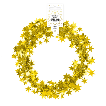 Decorative garland Stars - gold, 5 meters
