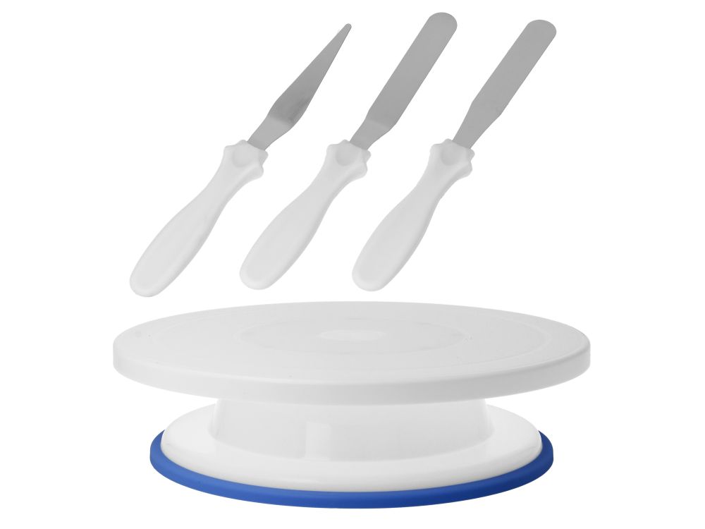 Set for decorating cakes - plate, spatulas, 4 pcs.