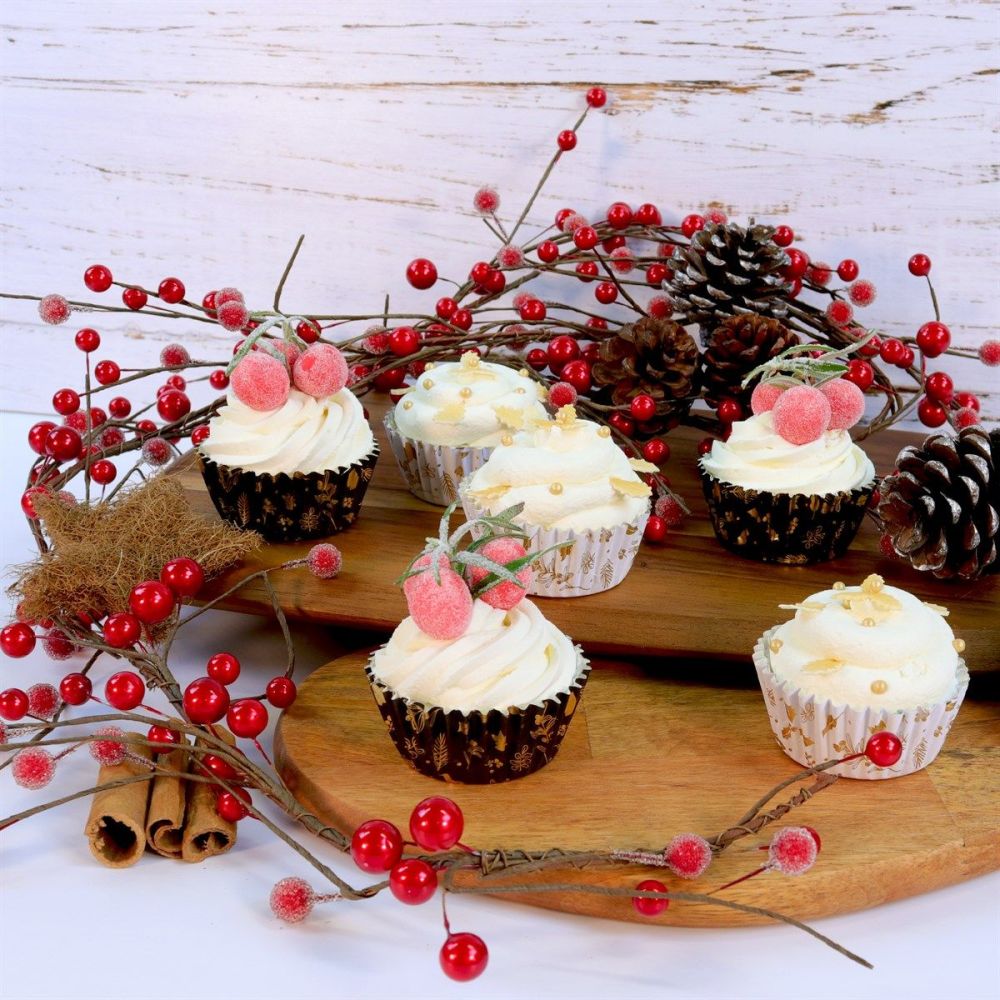Papilotki świąteczne do muffinek - PME - Winter Berry, 30 szt.
