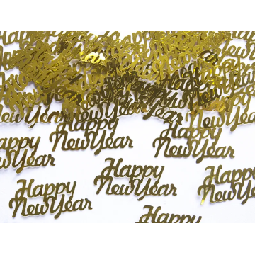 Konfetti dekoracyjne - PartyDeco - Happy New Year, złote, 3 g