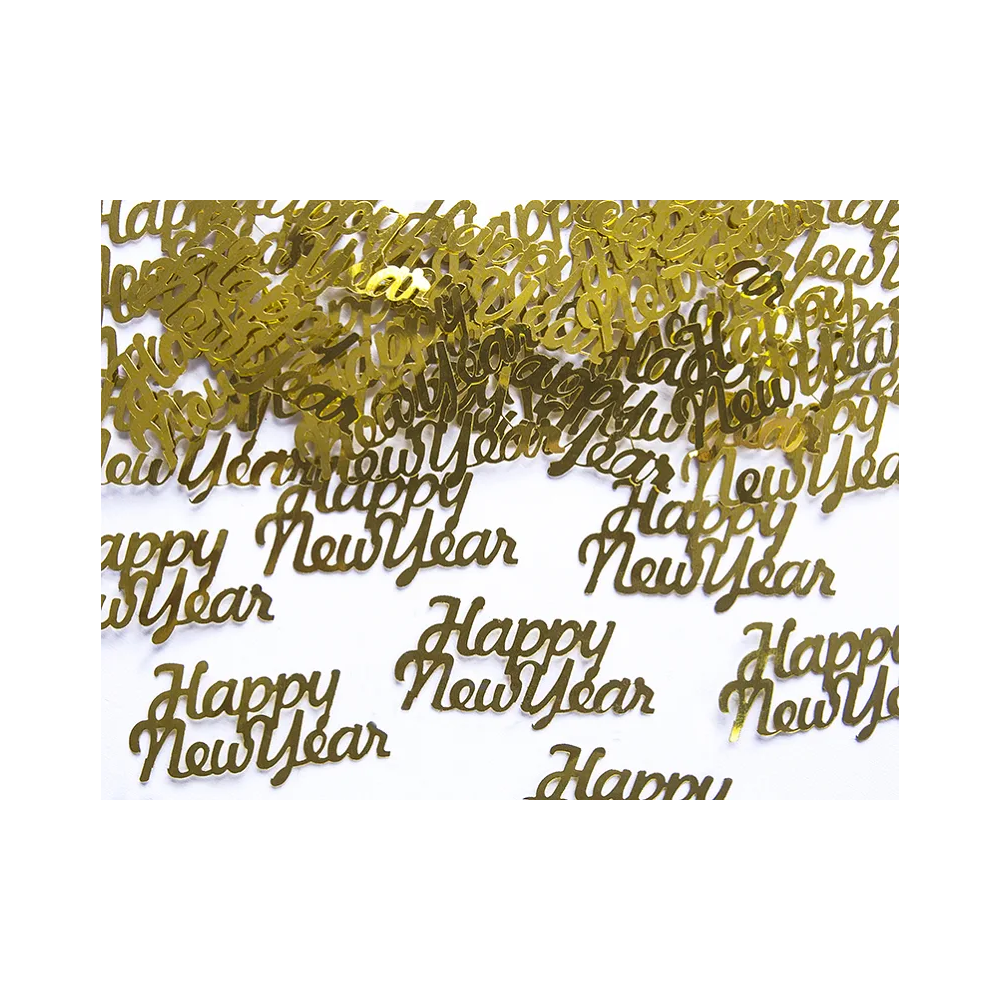 Konfetti dekoracyjne - PartyDeco - Happy New Year, złote, 3 g