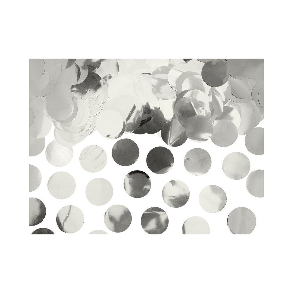 Decorative confetti - PartyDeco - circles, silver, 15 g