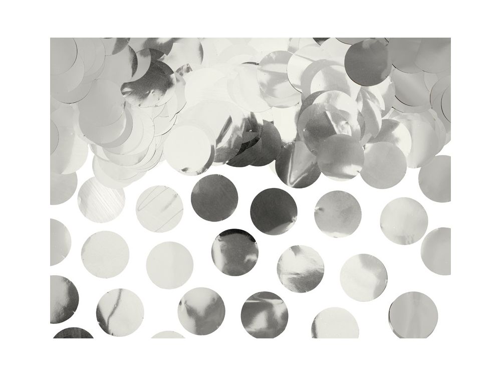 Decorative confetti - PartyDeco - circles, silver, 15 g