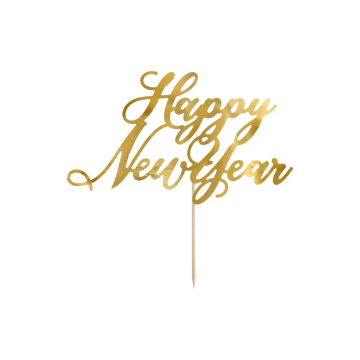 Topper - PartyDeco - Happy New Year, gold, 24 cm
