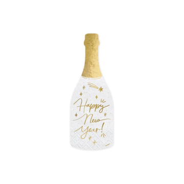 Paper napkins Happy New Year - PartyDeco - champagne, 7 x 19 cm, 20 pcs.