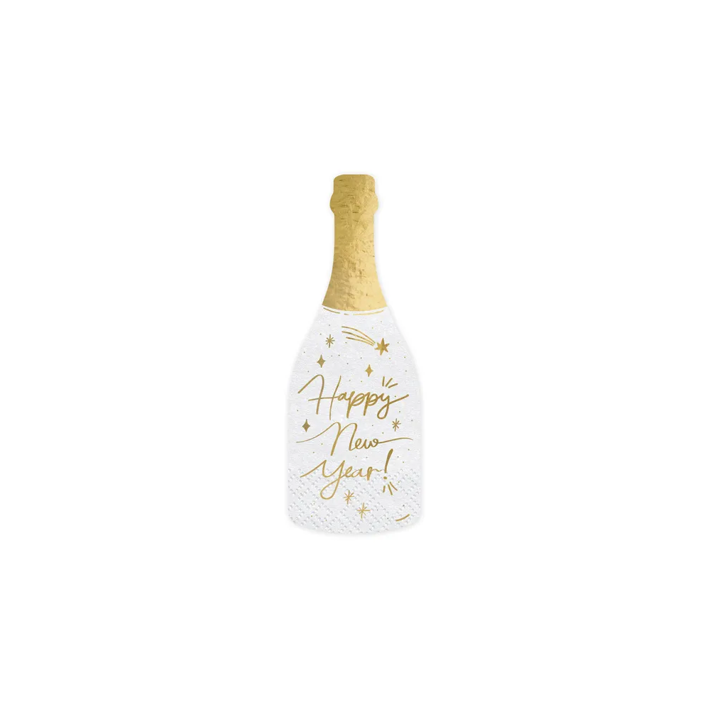 Serwetki papierowe Happy New Year - PartyDeco - szampan, 7 x 19 cm, 20 szt.