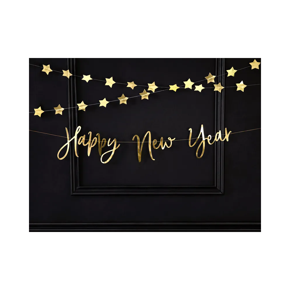 Banner, Happy New Year - PartyDeco - gold, 18 x 66 cm