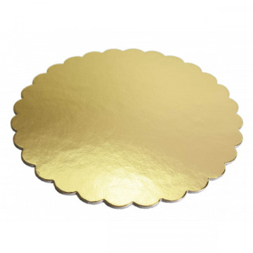 Cake board, corrugated - Cuki - gold, 30 cm
