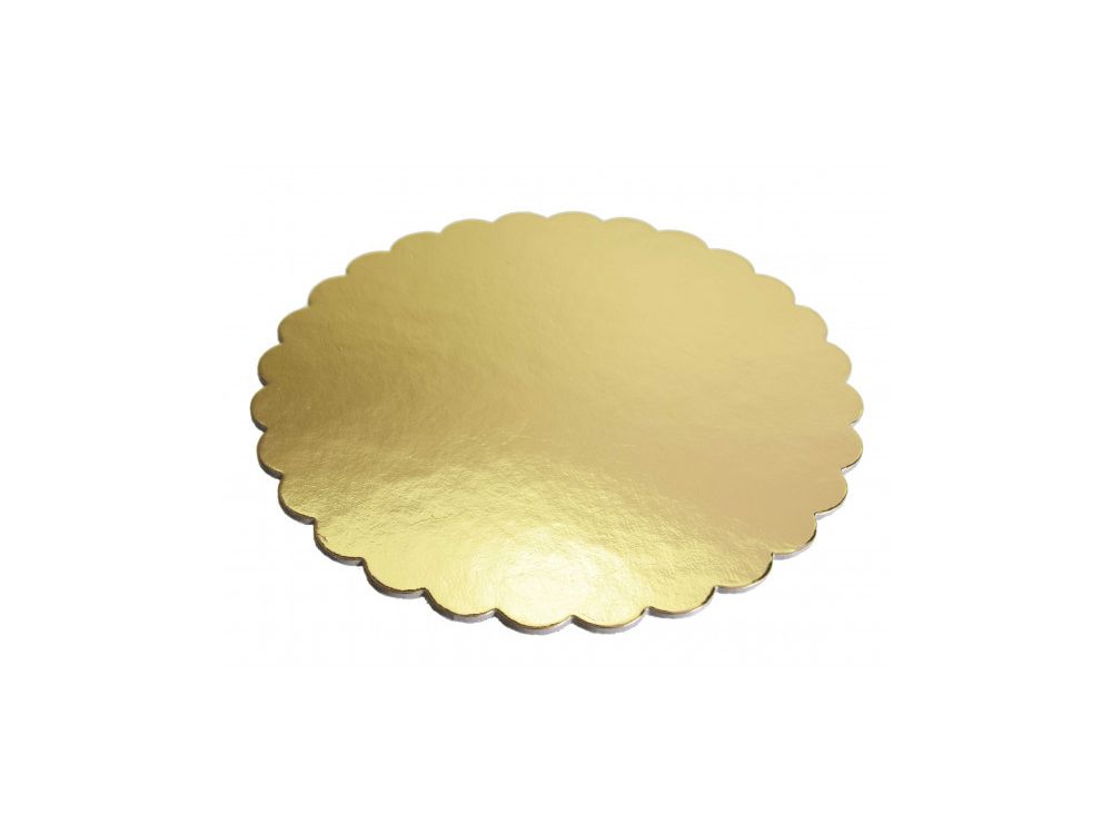 Podkład pod tort karbowany - Cuki - złoty, 30 cm