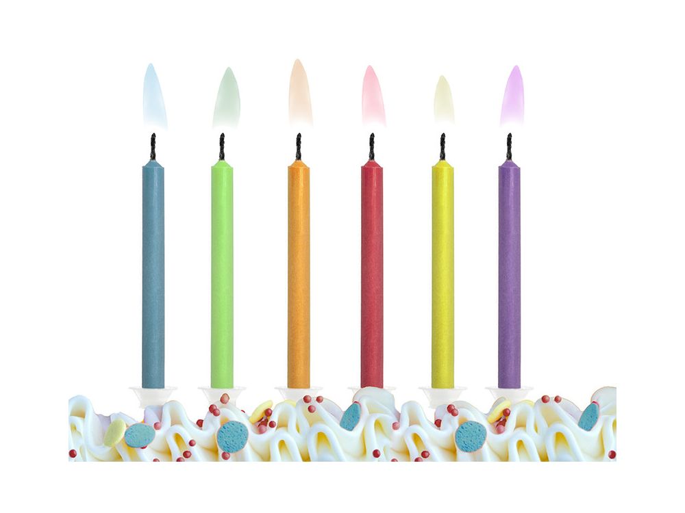 Birthday candles - PartyDeco - colorful flames, 6 pcs.