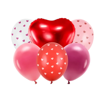 Balony lateksowe - PartyDeco - Be Mine Valentine, mix, 30 cm, 6 szt.