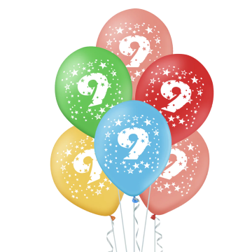 Balony lateksowe urodzinowe - cyfra 9, 30 cm, 5 szt.