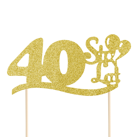 Cake Topper Happy Birthday Glitter Gold