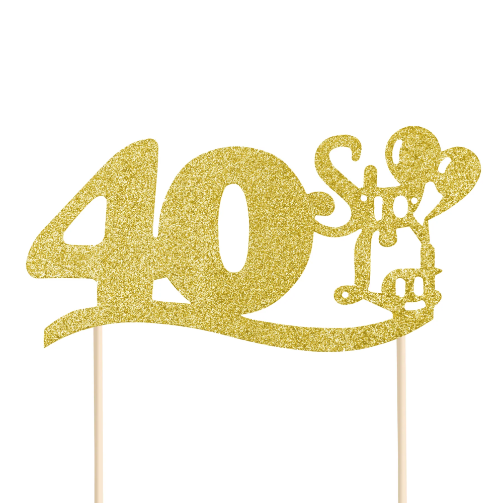 Birthday cake topper - number 40, gold, 14 cm