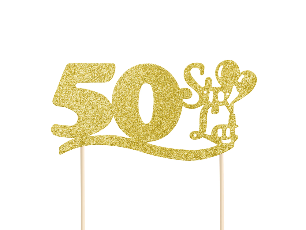 Birthday cake topper - number 50 gold 14 cm