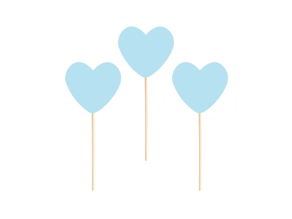 Muffin toppers - PartyDeco - Hearts, light blue, 6 pcs.