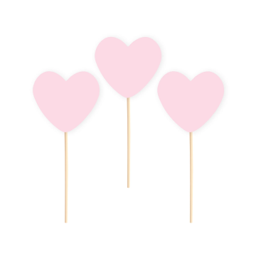 Muffin toppers - PartyDeco - Hearts, pink, 6 pcs.