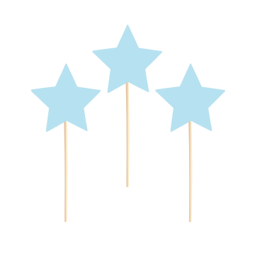 Muffin toppers - PartyDeco - Stars, light blue, 6 pcs.
