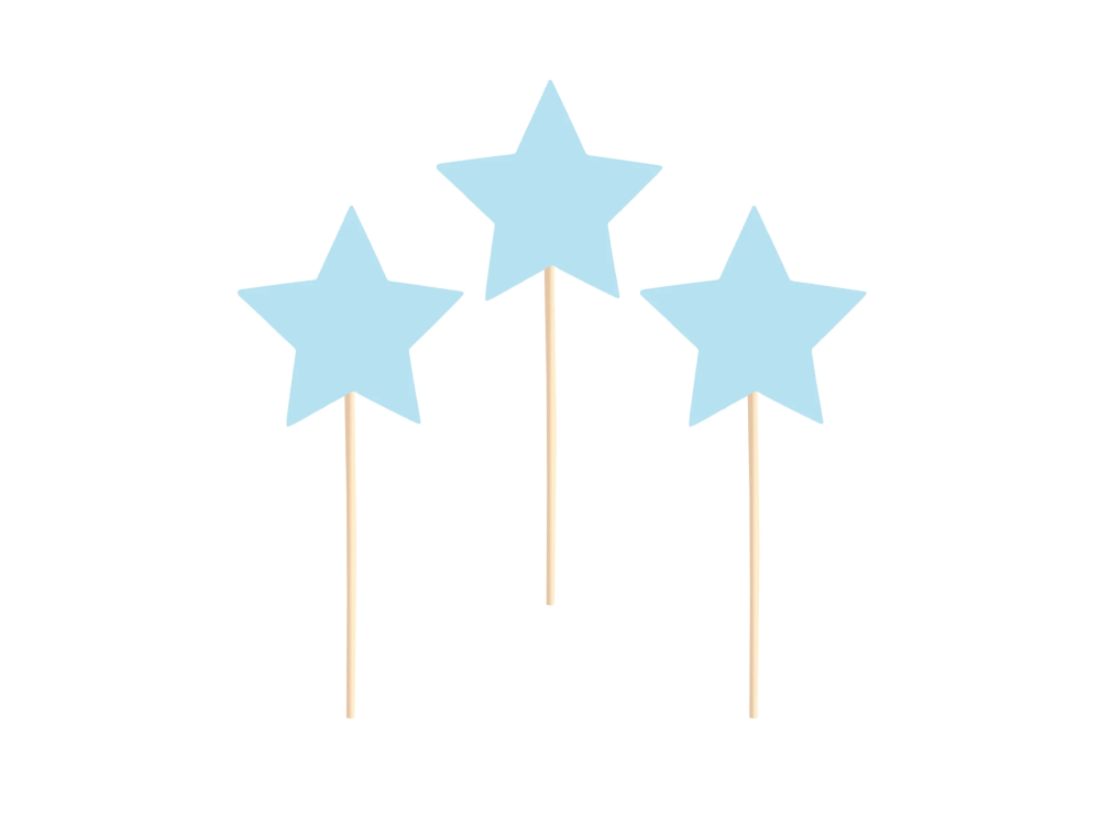 Muffin toppers - PartyDeco - Stars, light blue, 6 pcs.