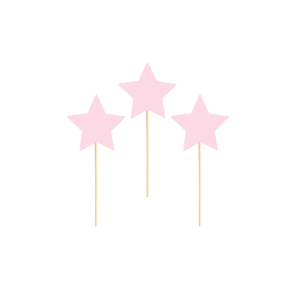 Muffin toppers - PartyDeco - Stars, pink, 6 pcs.