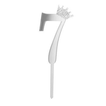 Birthday cake topper - number 7, silver