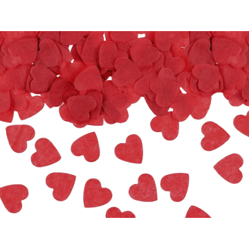 Decorative confetti - PartyDeco - Hearts, red, 15 g