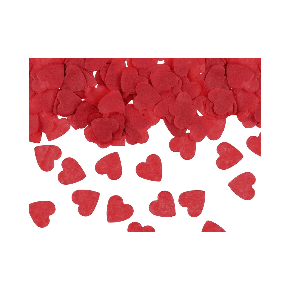 Decorative confetti - PartyDeco - Hearts, red, 15 g