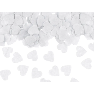 Konfetti dekoracyjne - PartyDeco - Serca, białe, 15 g