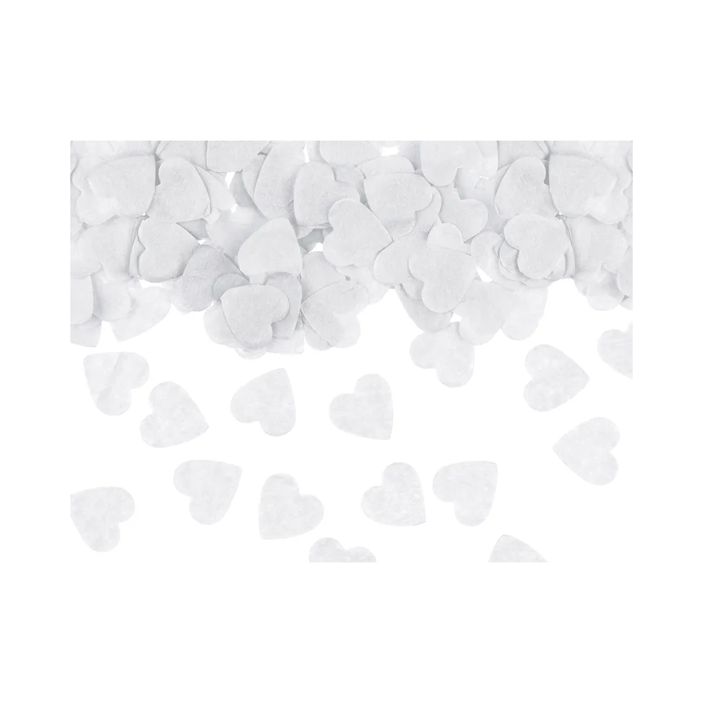 Decorative confetti - PartyDeco - Hearts, white, 15 g