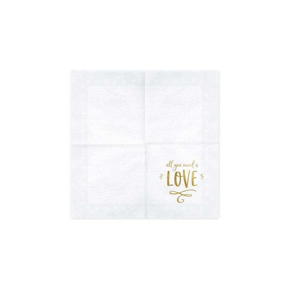 Paper napkins - PartyDeco - All You Need is Love, 16.5 x 16.5 cm, 20 pcs.