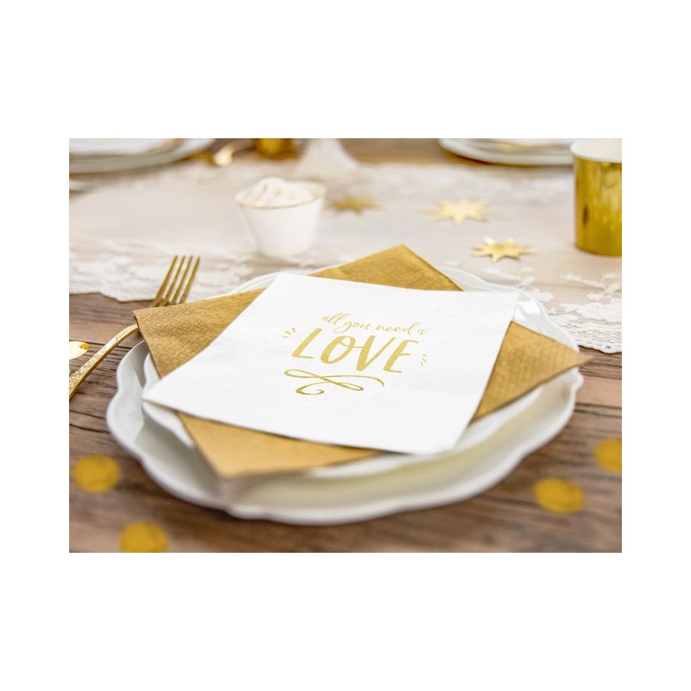 Paper napkins - PartyDeco - All You Need is Love, 16.5 x 16.5 cm, 20 pcs.