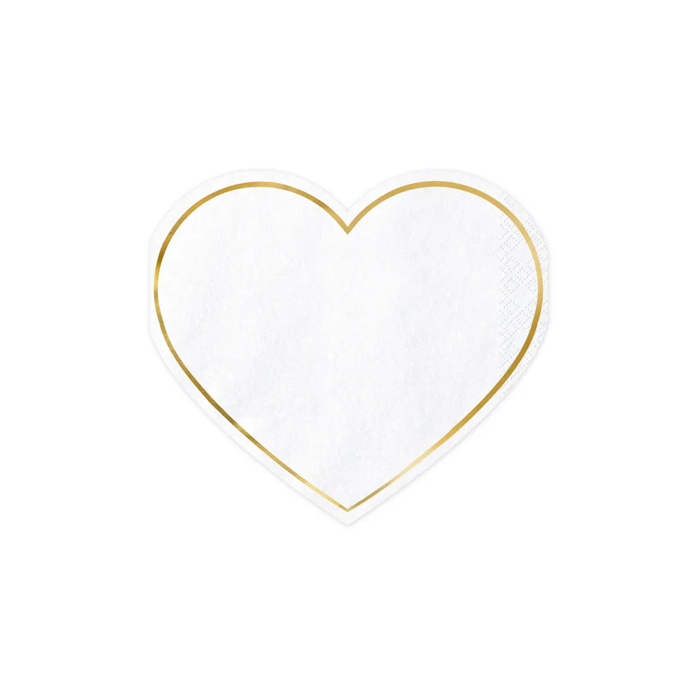Paper napkins - PartyDeco - Hearts, white, 14.5 x 12.5 cm, 20 pcs.