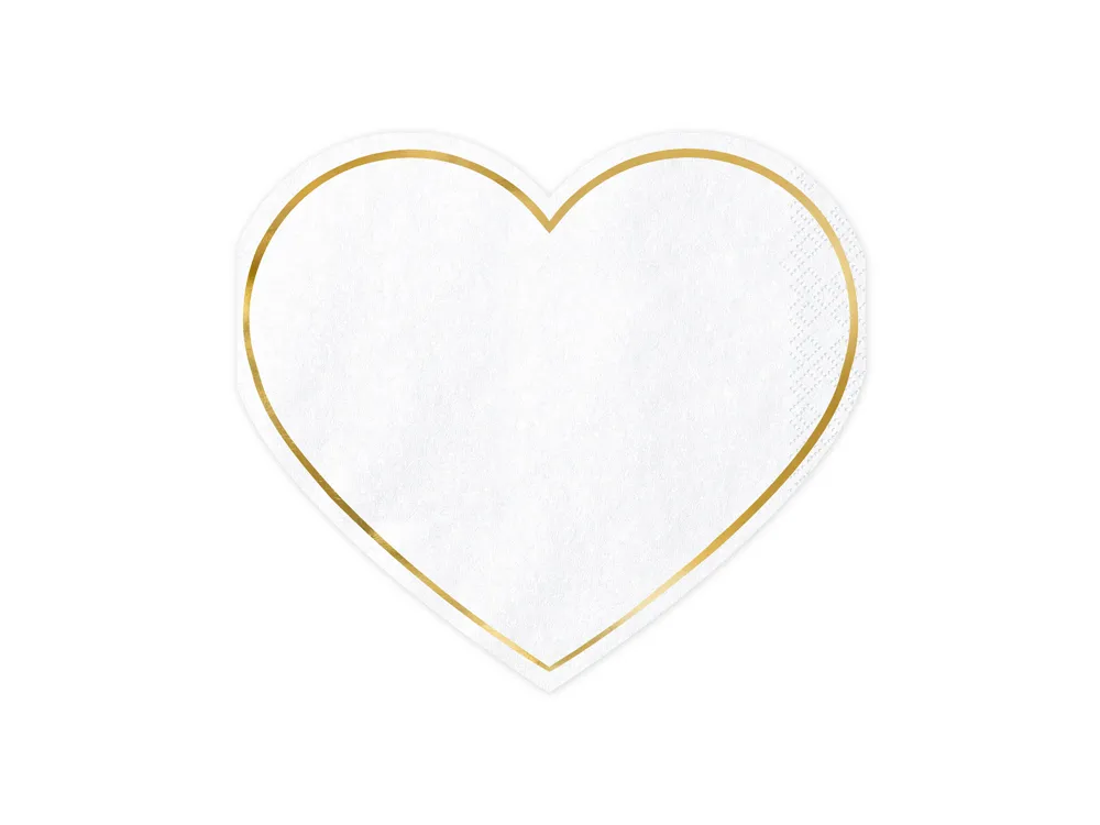 Paper napkins - PartyDeco - Hearts, white, 14.5 x 12.5 cm, 20 pcs.