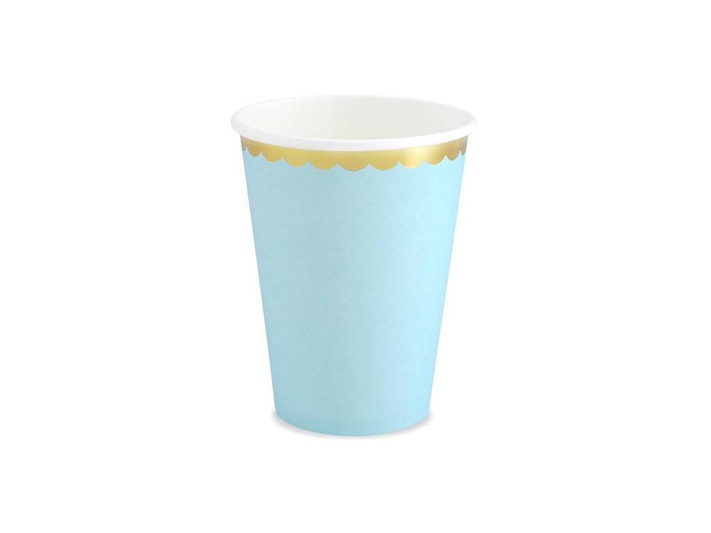 Paper cups - PartyDeco - light blue, 220 ml , 6 pcs.