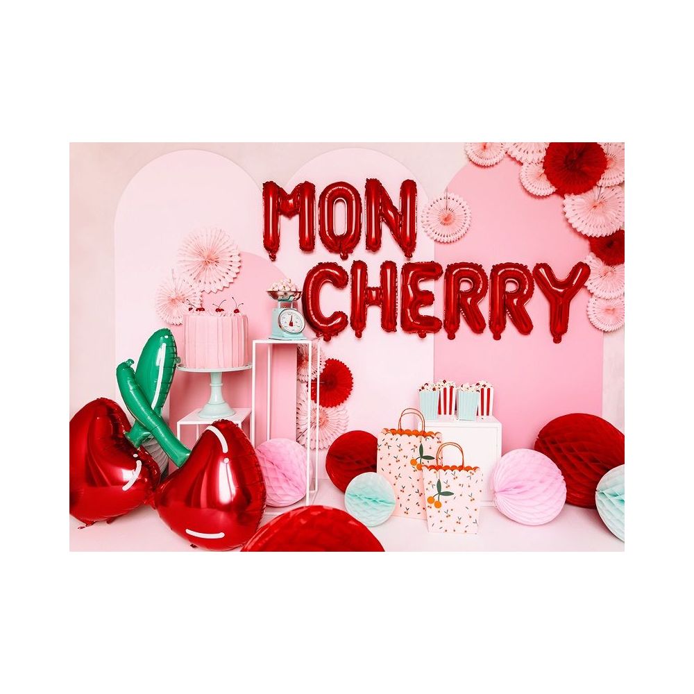 Decorative gift bag - PartyDeco - Cherries, 26 x 32 x 13 cm