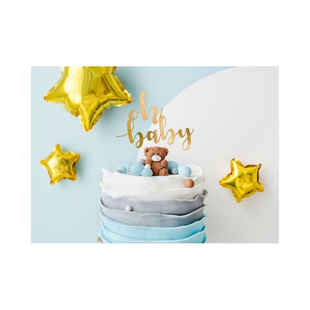 Cake topper, Oh baby - PartyDeco - gold, 25 cm