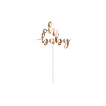 Cake topper, Oh baby - PartyDeco - rose gold, 25 cm