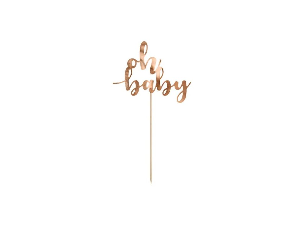 Topper na tort, Oh baby - PartyDeco - różowe złoto, 25 cm