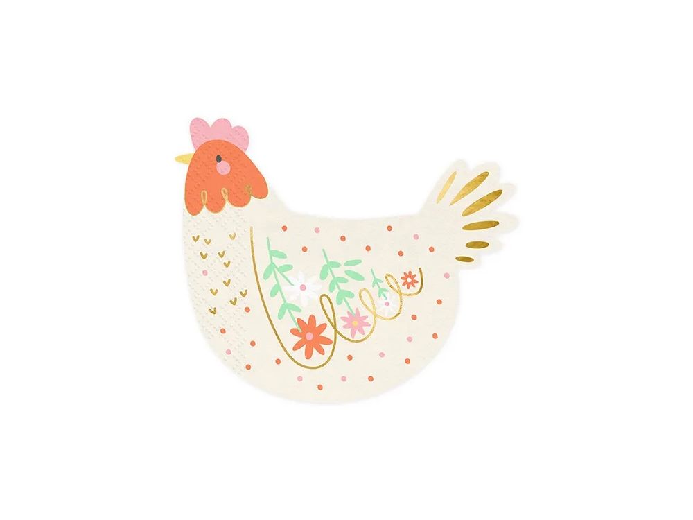 Paper napkins - PartyDeco - Chicken, 16 x 13 cm, 20 pcs.
