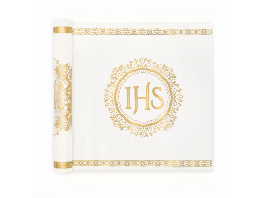 Decorative table runner, communion - IHS, gold, 5 meters
