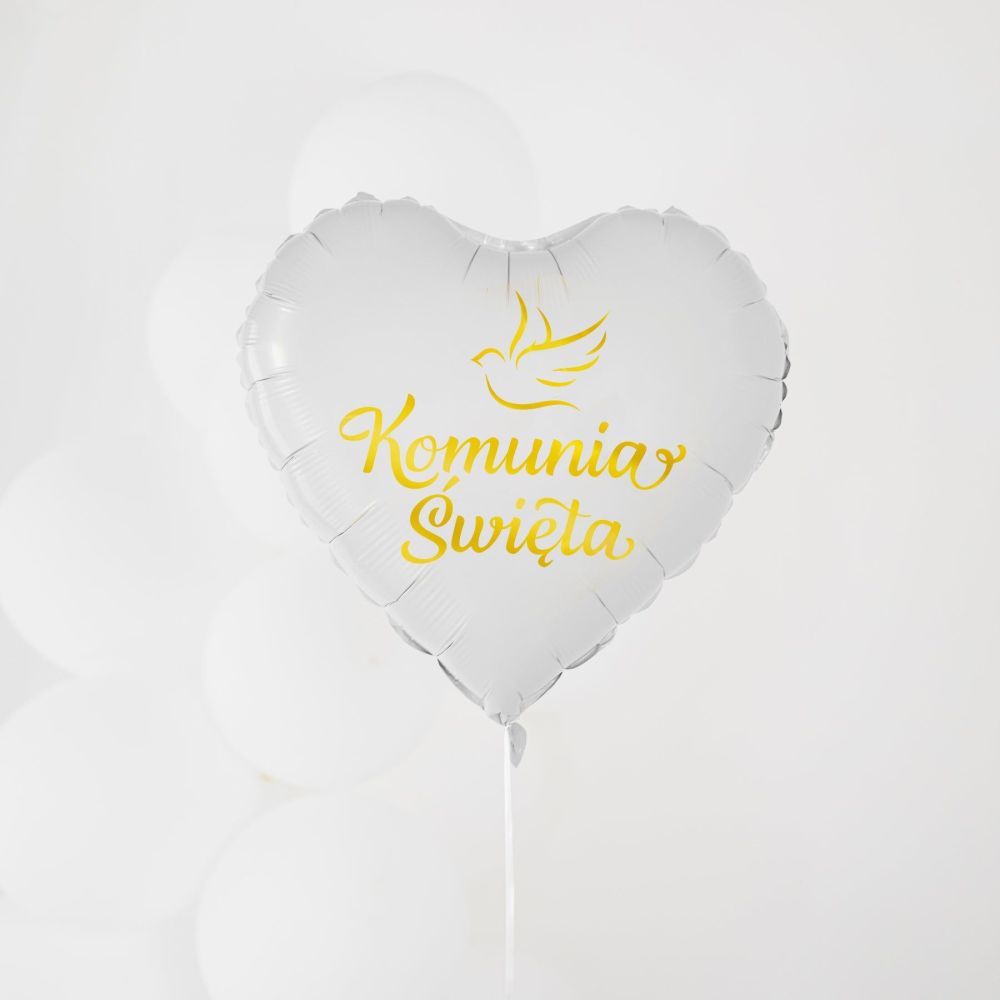Foil balloon, Holy Communion - heart, 45 cm