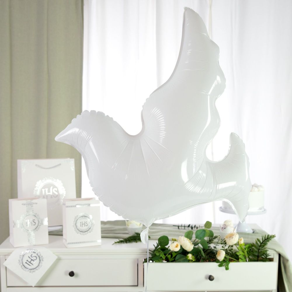 Foil balloon, Dove - white, 45 cm