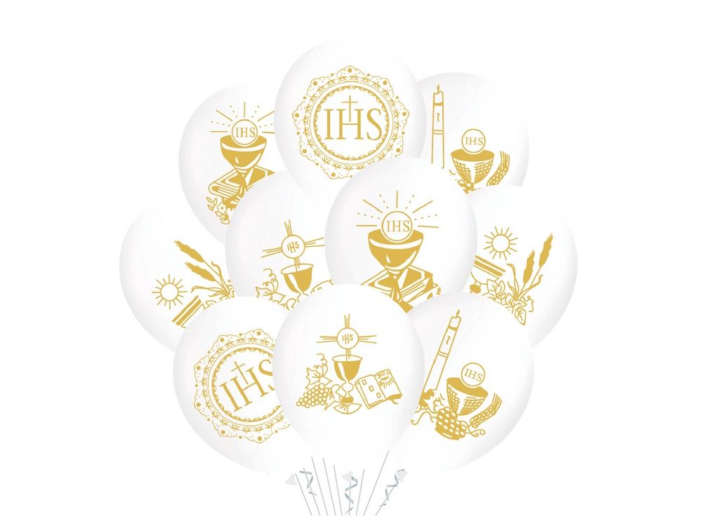 Balony komunijne Komunia IHS - 30 cm 10 szt.