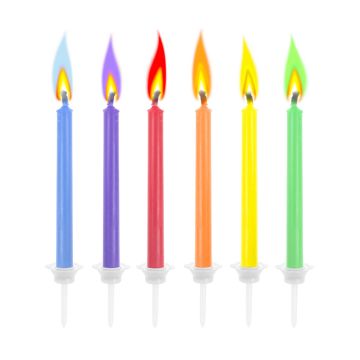 Birthday candles - GoDan - colorful flames, mix, 6 pcs.